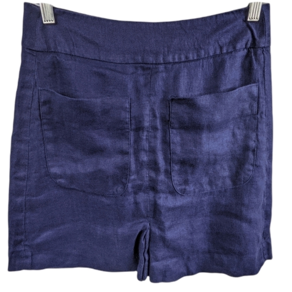 Loft Linen Mini Skirt w/Front Pleat & Pockets Sz 2